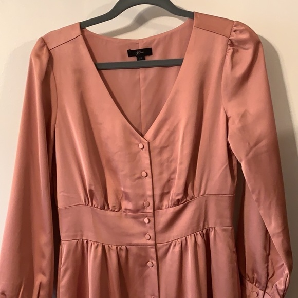 J Crew Satin Blush Pink Button Down Midi Dress 2T - Picture 6 of 15